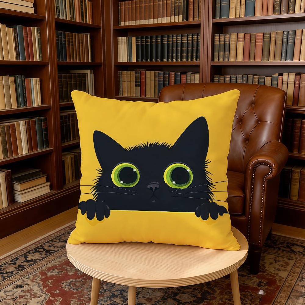 Black Cat Yellow Cartoon cushion cover Home Office Birthday Anniversary Gifts Soft Skin Friendly Cushion Cover