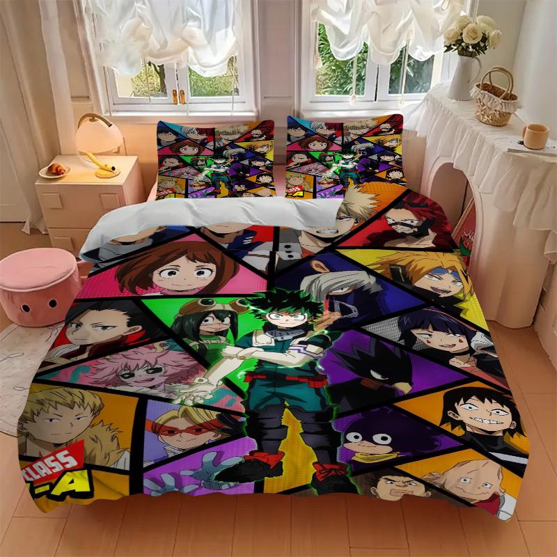 3Pcs Heroic Adventures Unite Bedding Set Soft Fabric Duvet Cover Pillowcases Home Christmas Xmas Halloween Gift 1 Duvet Cover 2 Pillowcase L19