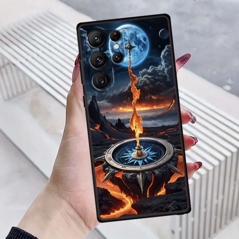 Винтажная иллюстрация компаса Для Samsung Galaxy S26 S25 S24 S23 S22 S21 S20 Ultra Plus FE 5G Черный Мягкий ТПУ Чехол для Телефона