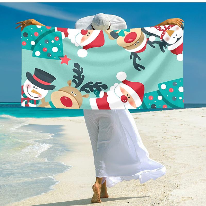 Ultra-Soft Beach Towel with Christmas Theme,Ideal for Pool - Camping, Diving - Perfect Travel Essential, Vibrant Beach Towel.