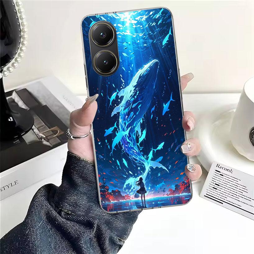 Горбатый кит Морской гигант Мягкий чехол для телефона Для Xiaomi Redmi 15C 15 13C 13 Poco X5 X6 X7 F7 Ultra M7 12C 12 10 10C 9C 9A 9T 9 Funda
