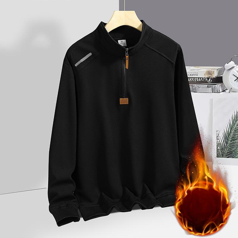Флисовый свитер с воротником-стойкой на половину молнии для мужчин, осенне-зимний деловой спортивный повседневный верх, молодежный топ