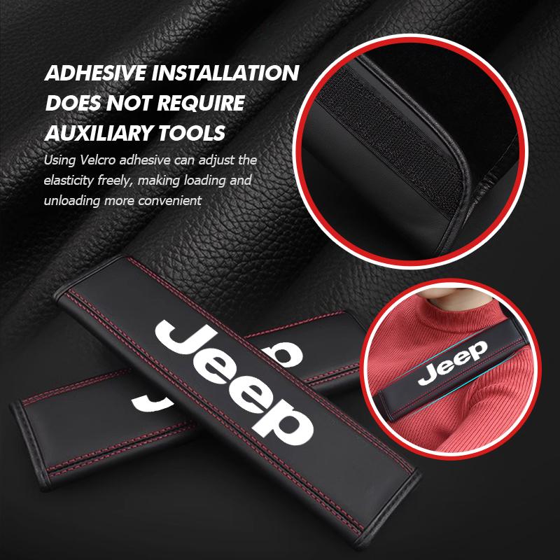 JOT2 Leather Car Seat Belt Shoulder Protect Pad Accessories For Jeep Compass Renegade Cherokee Wrangler JK Patriot Liberty