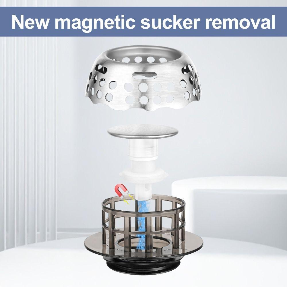 Stainless Steel Pop Up Sink Strainer Anti-Odor Bathtub Drain Stoppe Bathtub Plug