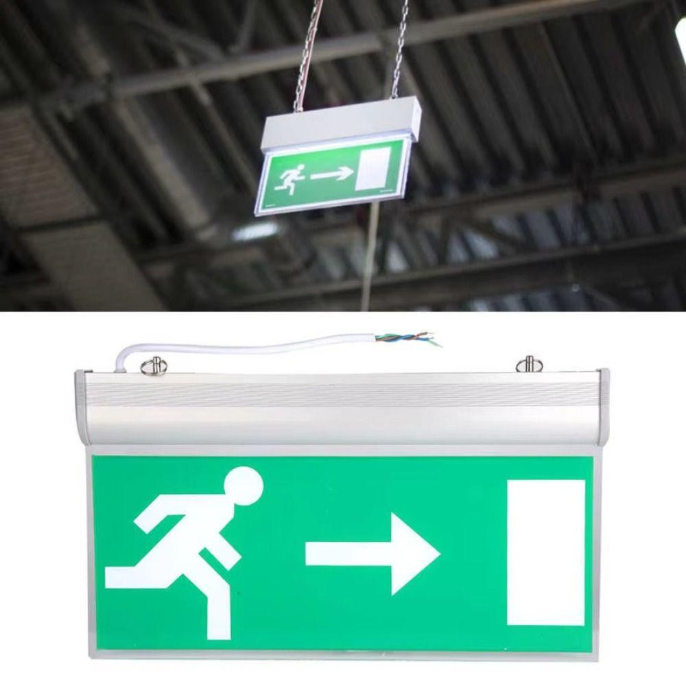 Commercial LED Emergency Sign Lamp Green Bulb Exit Sign Evacuation Indicator Light Left Right Acrylic Security Light School