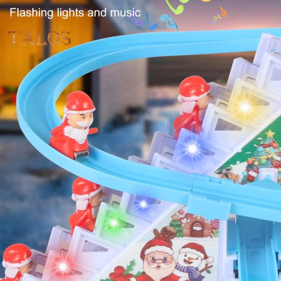 Электрический Санта-лестница игрушка со светомузыкой автоматический рождественский отец лестница американские горки скользящая дорожка игрушка для малышей мальчиков девочек