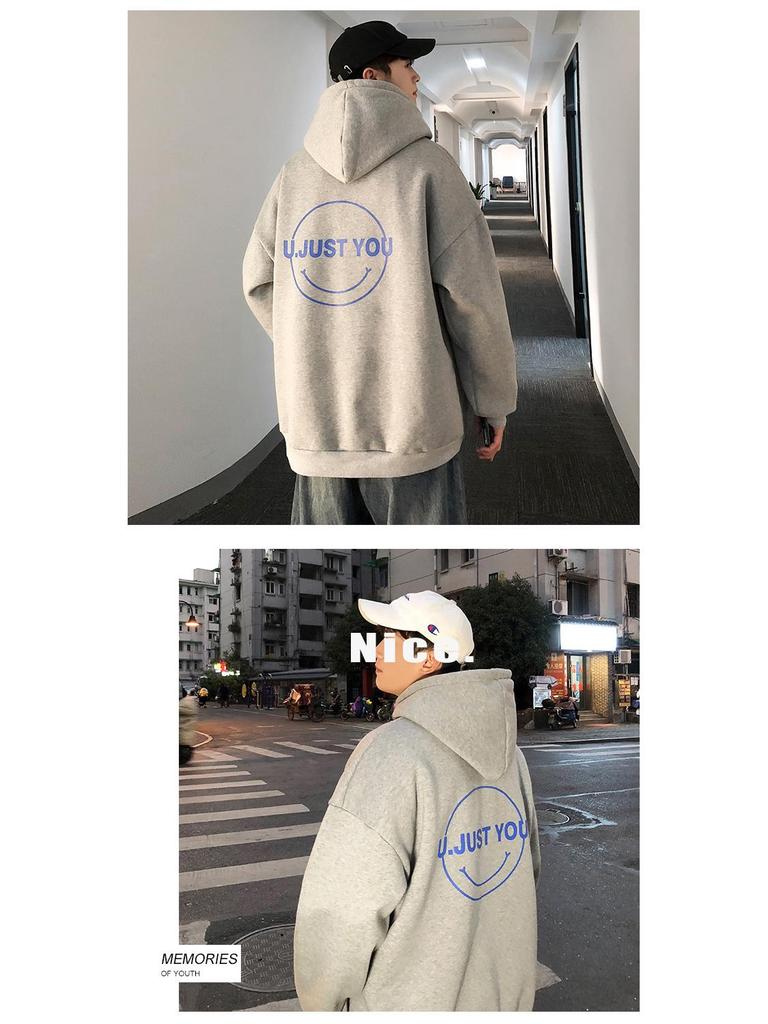 2022 Мужская модная бархатная толстовка с капюшоном в гонконгском стиле - осень/зима, большой размер, унисекс