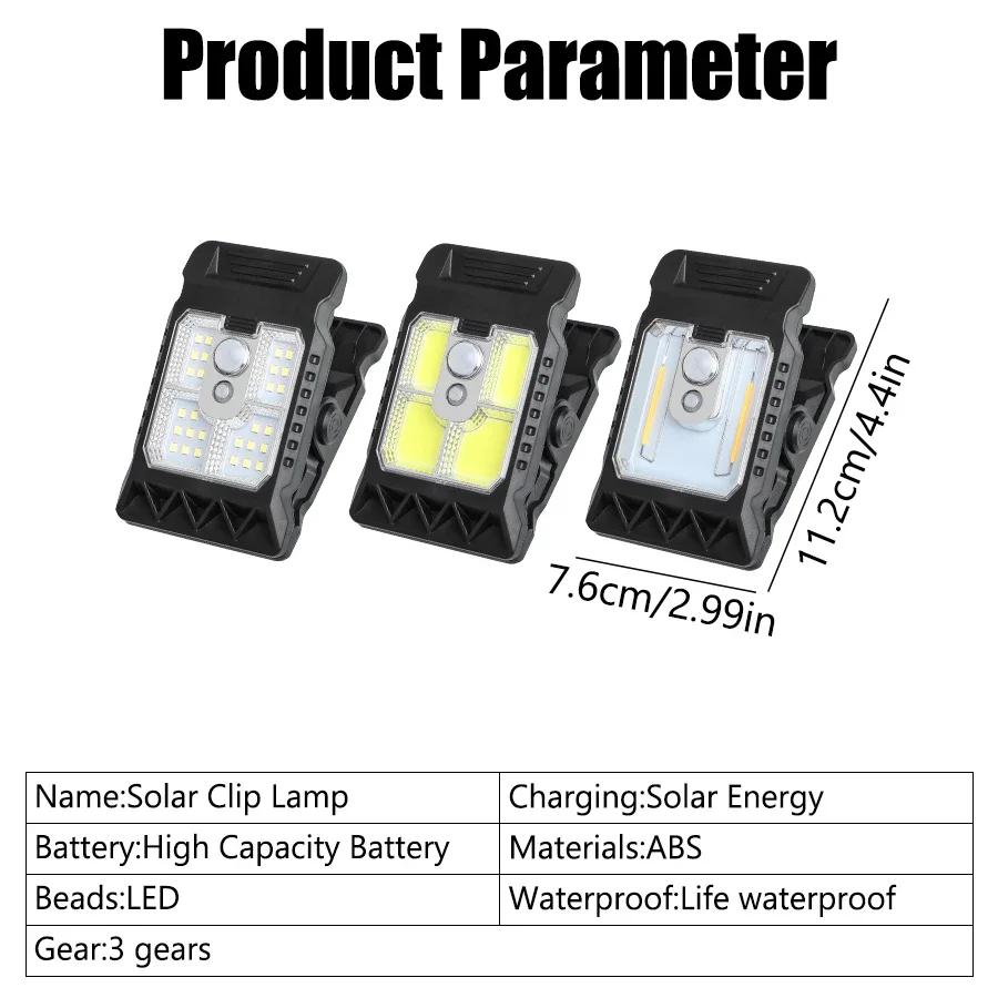 Outdoor Solar Clamp On Motion Sensor Lights Waterproof Work Light 3 Lighting Modes Camping Lamp Fence Walls Garage Led Lamps