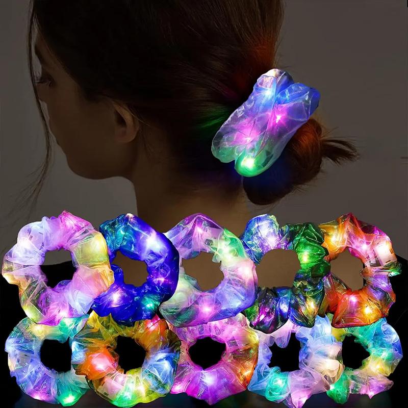 1Pc Hair Accessories Festival Party Light-up Glow Effects Women Hair Rope Fashion LED Hair Tie Scrunchie