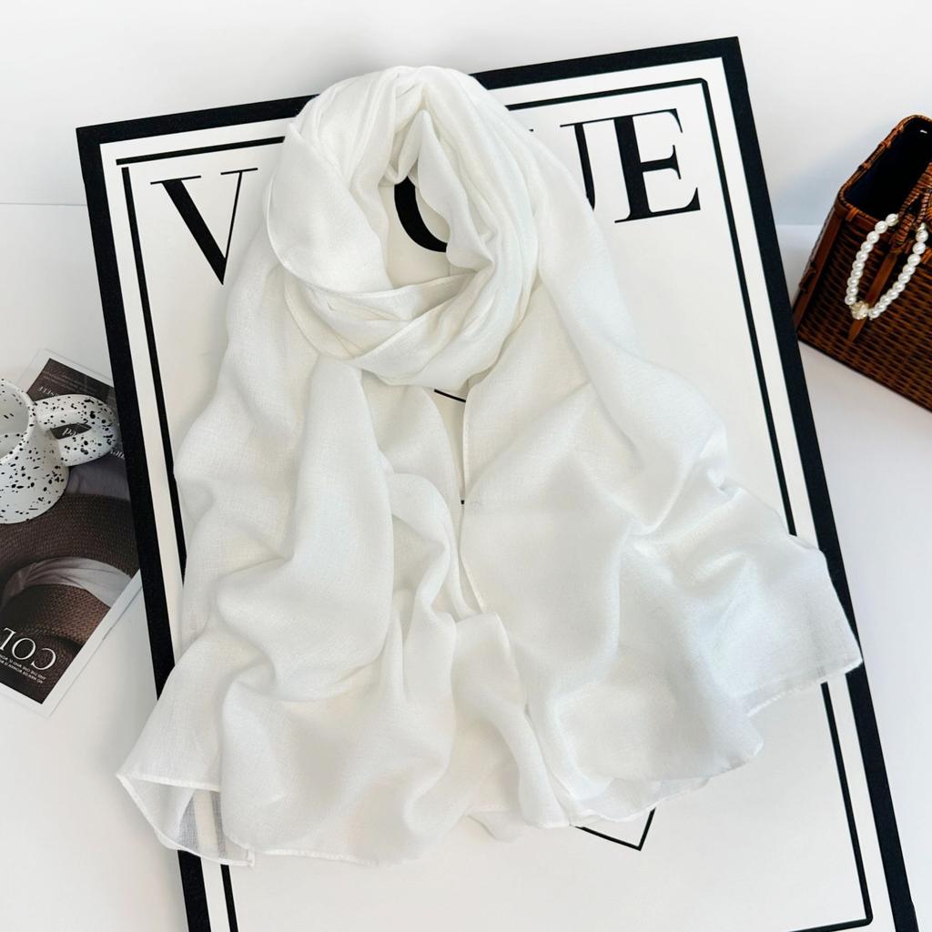 Cotton And Linen Scarf Women'S Yarn Scarf Solid Color Scarf Summer Sun Protection Breathable Shawl Retro Rough Edge Silk Scarf