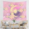 VIKAMA Pink Moon Cloud Boho Tapestry Aesthetic Celestial Wall Hanging for Bedroom Living Room Dorm Yoga Decor