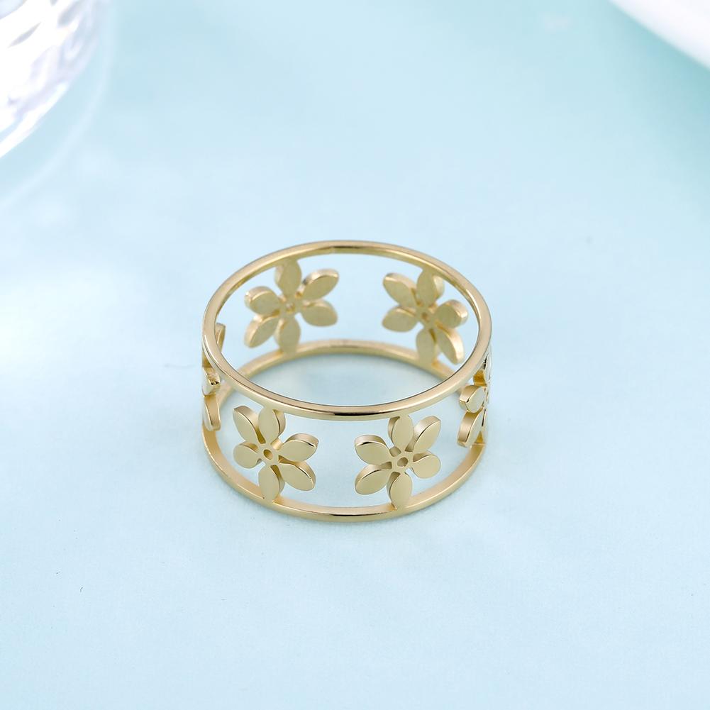 Stainless steel fashion women's hollow ring Lotus elegant romantic high quality design jewelry Valentine's Day anniversary gift