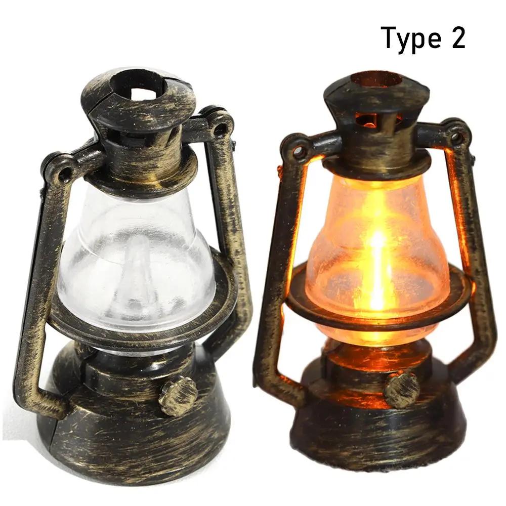 1:12 1:6 Retro Style Scale Miniature Oil Lamp Dollhouse Accessories Mini Lantern Micro Landscape Decor Scene Ornaments