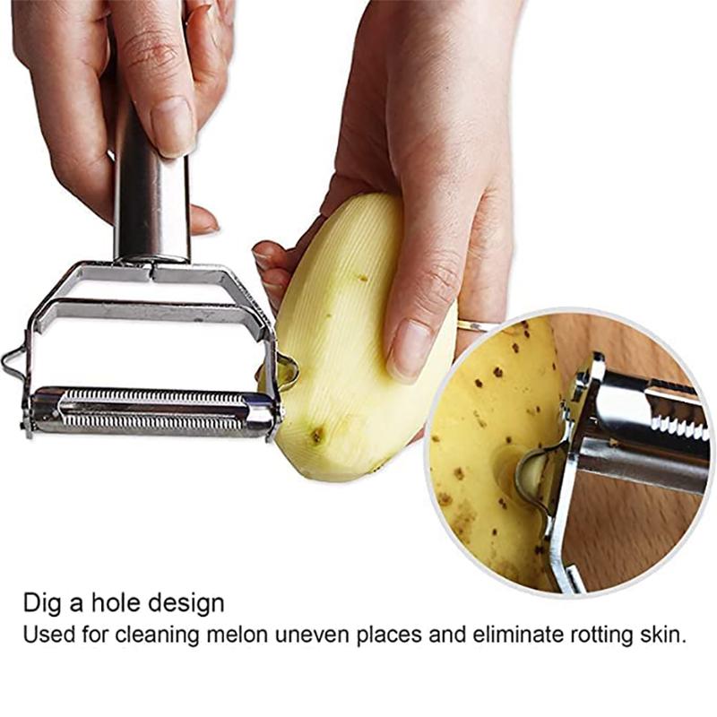 Stainless Steel Multi-function Peeler Slicer Vegetable Fruit Potato Cucumber Grater Portable Sharp Kitchen Accessories Tool 2pcs