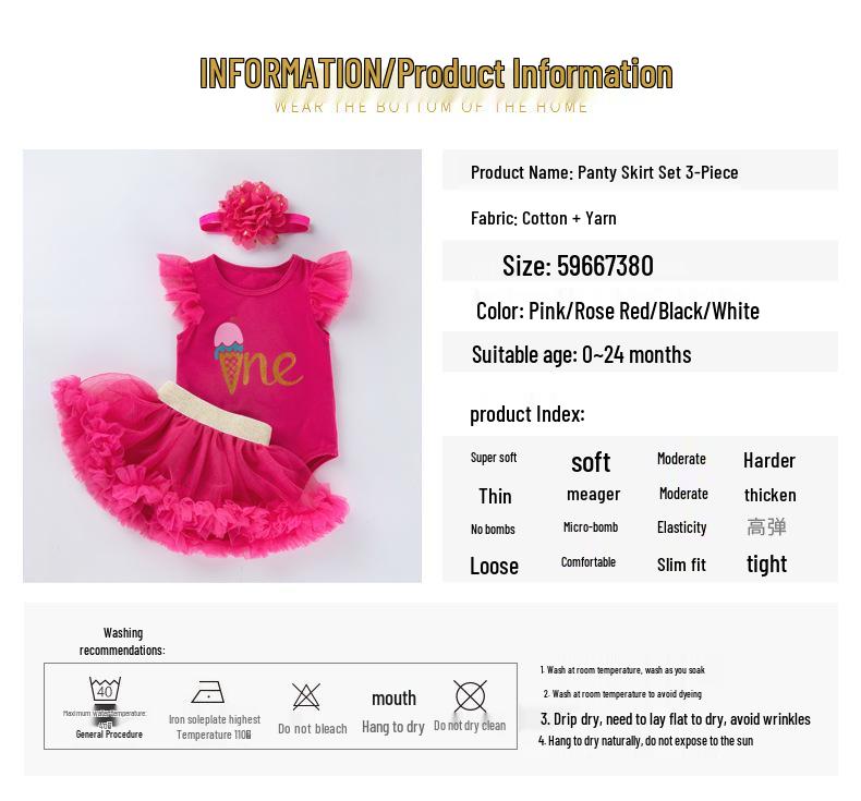 Наряд на 1-й день рождения для девочек: Комплект ромпера без рукавов, юбки и низа