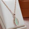 Luxury Oval Green Red Blue Zircon Pendant Necklace Water Wave Chain Fashion Jewelry