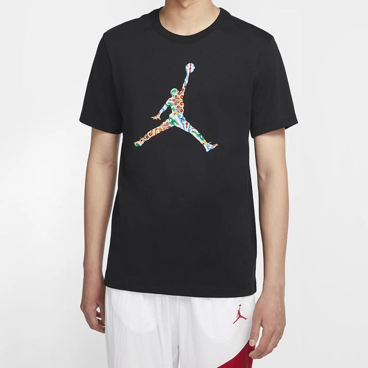 Jordan T Shirts Men's Black Crew Neck Moderate Straight Fit DB3700-010