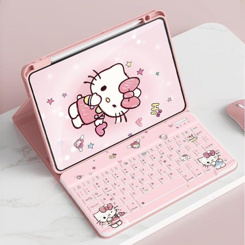 Чехол для планшета Hello Kitty с набором беспроводной клавиатуры для Ipad 11-го поколения A16 Air7/6 Pro 11 дюймов 10-го 10.9 Air4 5 9-го 10.2 дюйма Поворотный чехол
