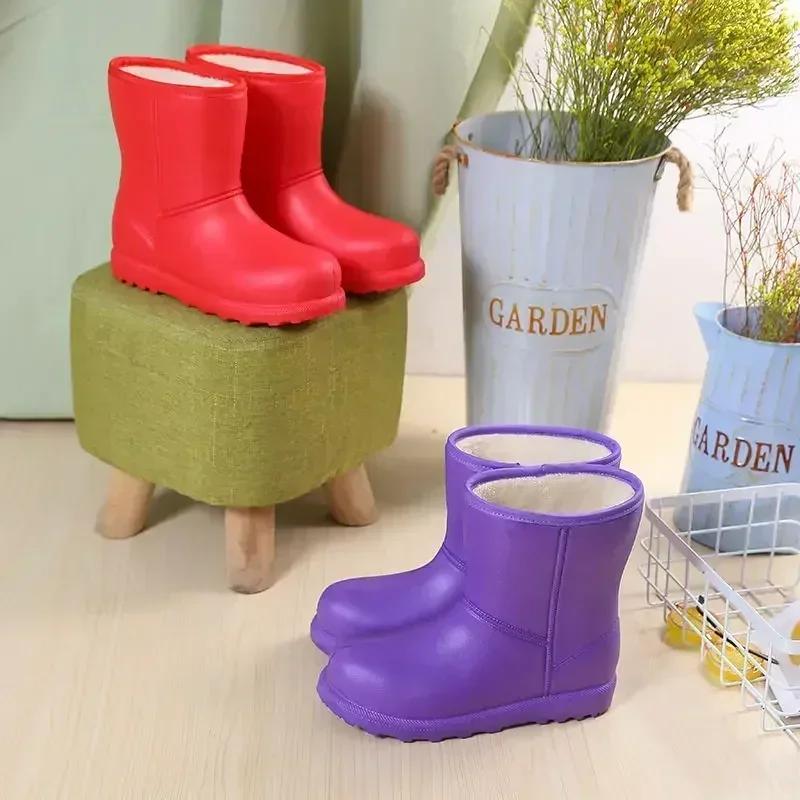 Модные новые женские зимние ботинки женские теплые плюшевые голые ботинки водонепроницаемые женские ботинки зимние однотонные рабочие ботинки из ЭВА Botines Para Mujeres