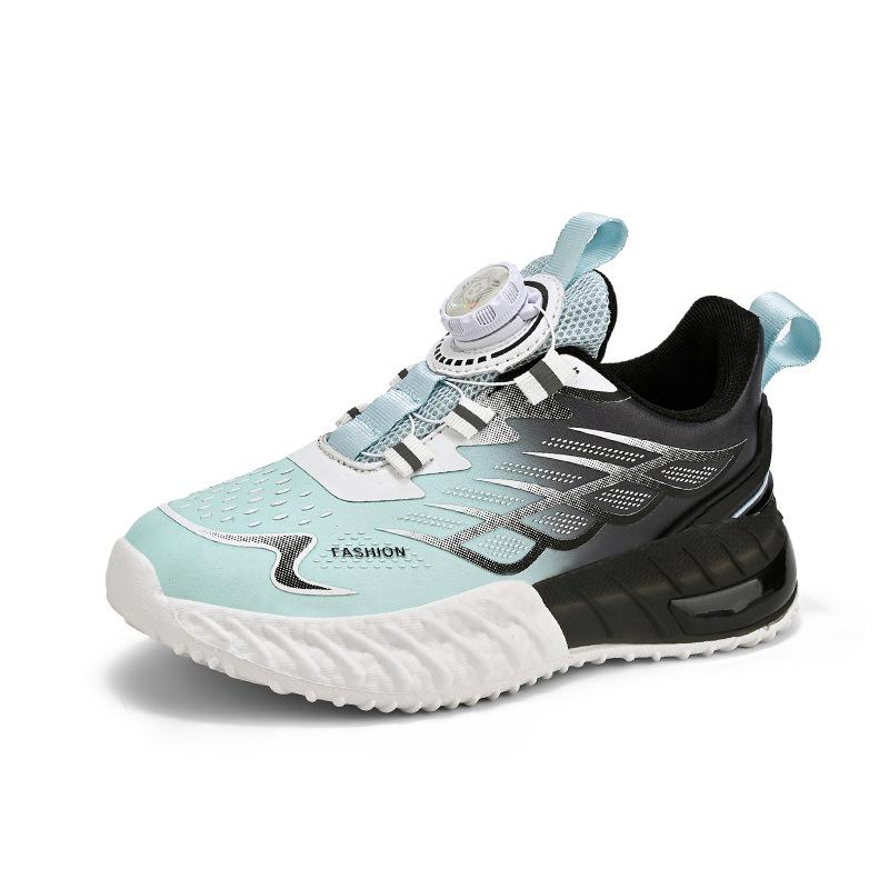 Children's and Boys' Sports Shoes 2025 New Mesh Non-slip Rotary Buckle Running Shoes Medium and Older Children's Casual Sports Shoes Tide