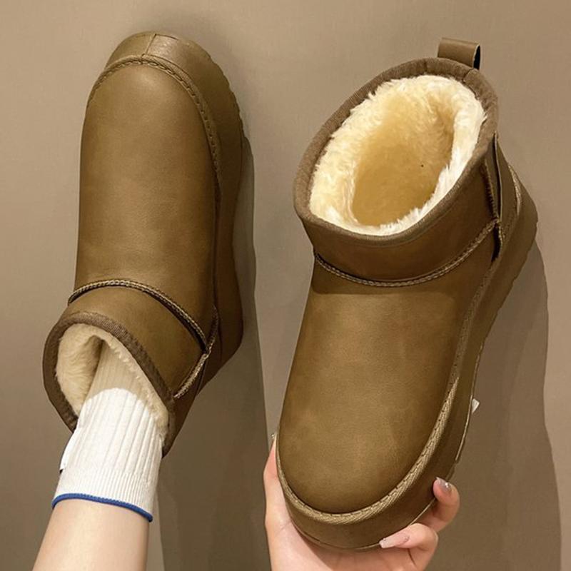 Winter Solid Color Platform Plush Snow Boots Woman Faux Fur Warm Ankle Boots Women Comfortable Plus Size Non Slip Botas Female