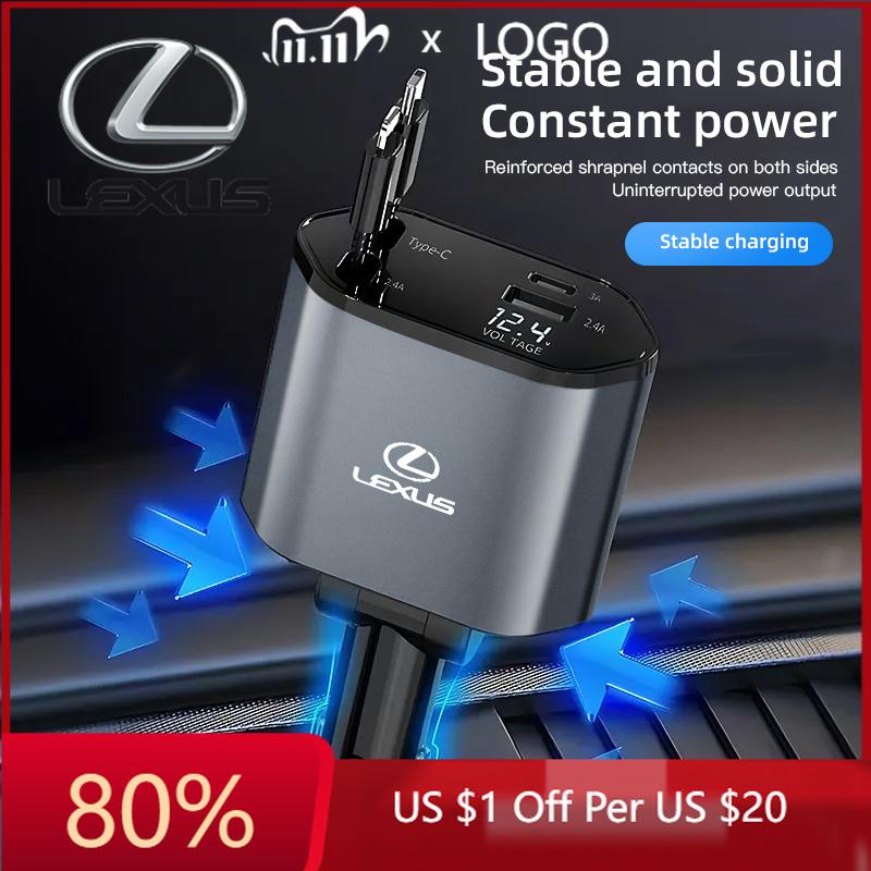 2026 Hot Interior Stickers Retractable Car Charger, 4 In 1 Fast Charging Car Charger 120W For Lexus FSPORT LBX NX RX 350h 450h E