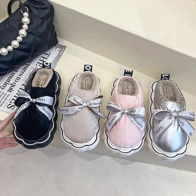 Модные женские зимние теплые тапочки плюшевый мех нескользящие хлопковые двойные комнатные меховые уличные домашние водонепроницаемые тапочки обувь для пар оптом22