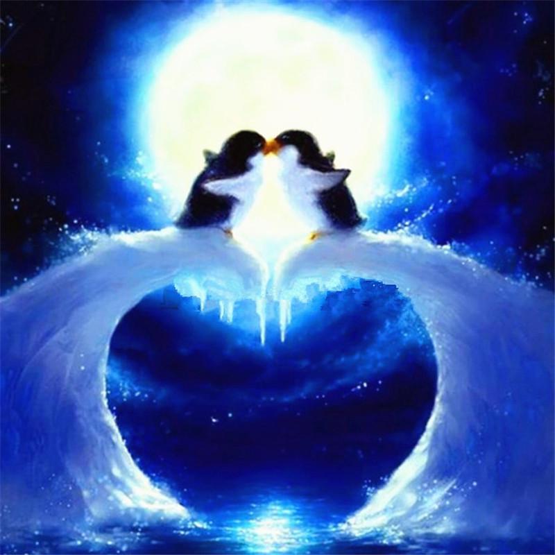 HC Cross Stitch 5D DIY Full Drill Diamond Painting Penguin Animal Embroidery