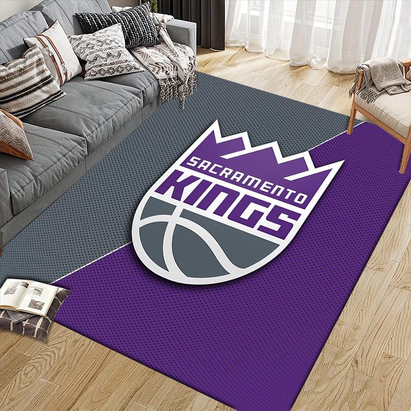 Sacramento Kings Flannel Pattern Square Carpet,Area Rug,Carpet Rug for Living Room Bedroom Sofa Playroom Decor,Non-slip Floor Mat
