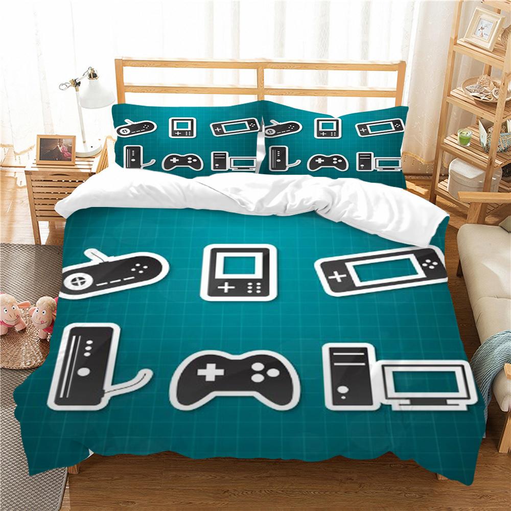 Fashion 3D Gamepad Bedding Suit Quilt Cover Bed Set Home Bedroom Bed Decor Microfiber Soft Pillowcase Kids Gift