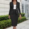 Женский деловой костюм с юбкой, пиджак с длинным рукавом и юбка-карандаш, повседневный офисный комплект из 2 предметов