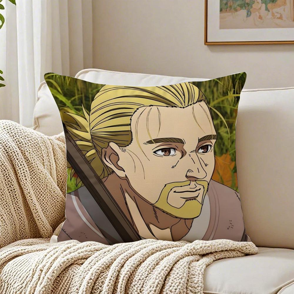 Epic Historical Anime VVinland Saga Cushion Cover Linen Pillowcase Soft for Sofa Bed Home Room Decor
