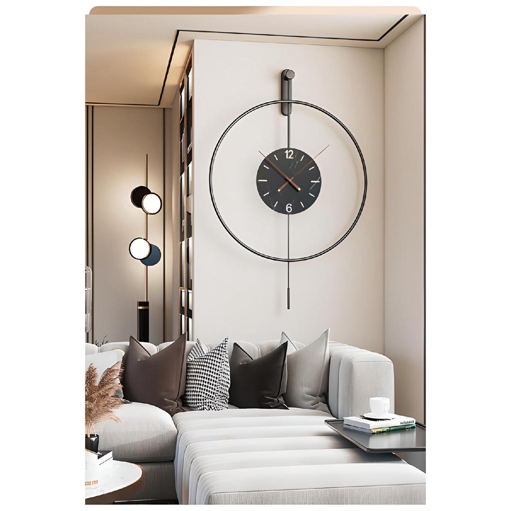 Izmir Elit Time 60 см, черные, современные декоративные металлические настенные часы с маятником