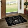 1pc, 2D Flat Printing, Gothic Skull Raven Rose Pattern Mat, Multicolor Non-Slip, Machine Washable Polyester Carpet, Suitable for Home Decor, Entrance,