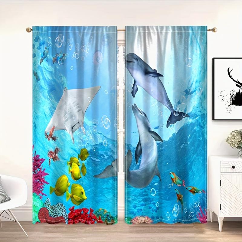 2 шт. Шторы с узором «Дельфин», декоративные шторы на окна, украшения для спальни, гостиной, домашнего декора, украшения комнаты