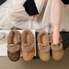 Французский темперамент вечерний бриз плоский каблук хлопок тапочки девушка бархат 2025 осень и зима новый фея пух уличная одежда Мэри Джейн тапочки
