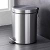 Stainless Steel Flip-Top Trash Can: Silent, Soft-Close, Foot-Operated Bin for Bathroom or Kitchen.