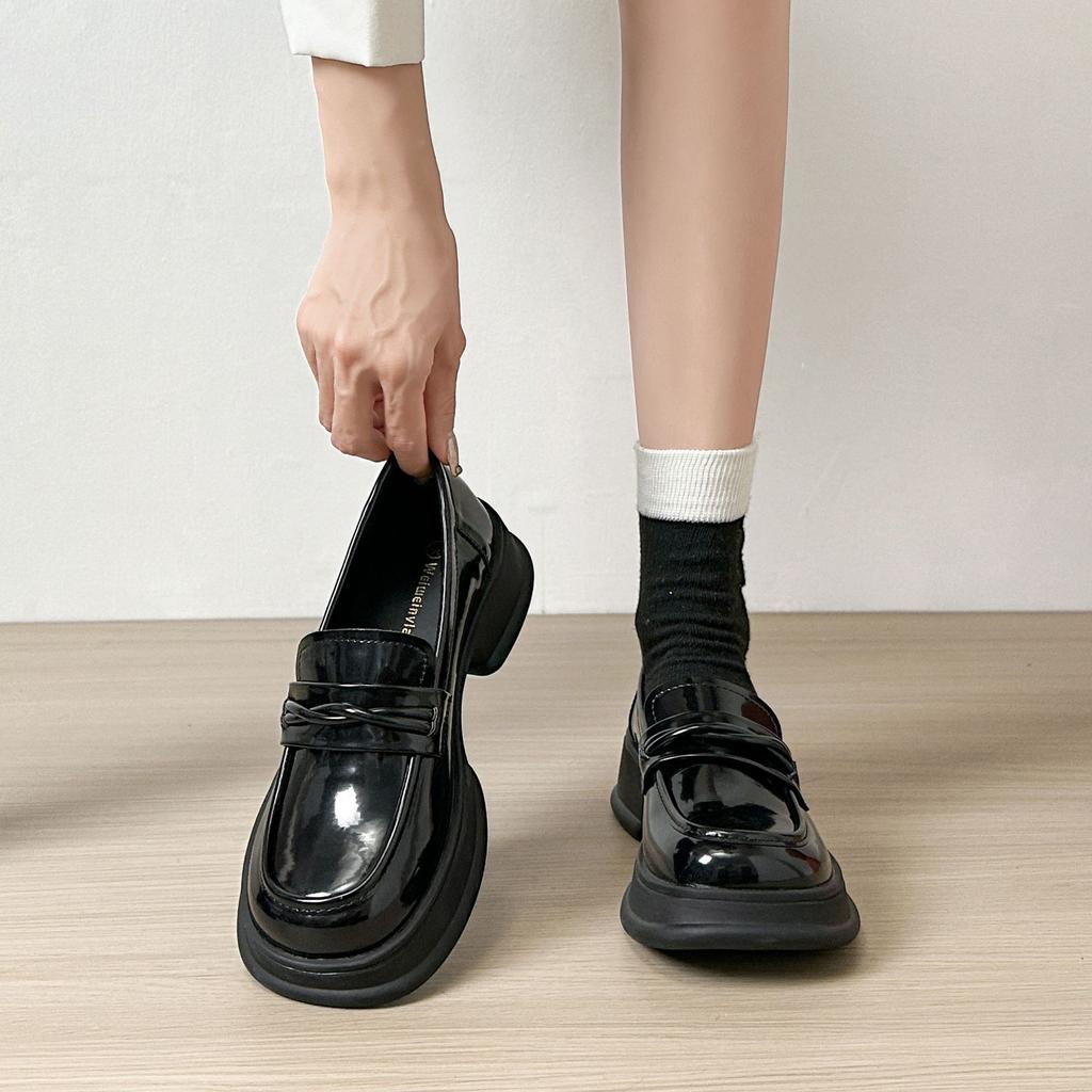 Вэйвэй девушка 158-12 маленькие лоферы женские туфли на платформе одна педаль ретро маленькие кожаные туфли британский стиль одинарные туфли