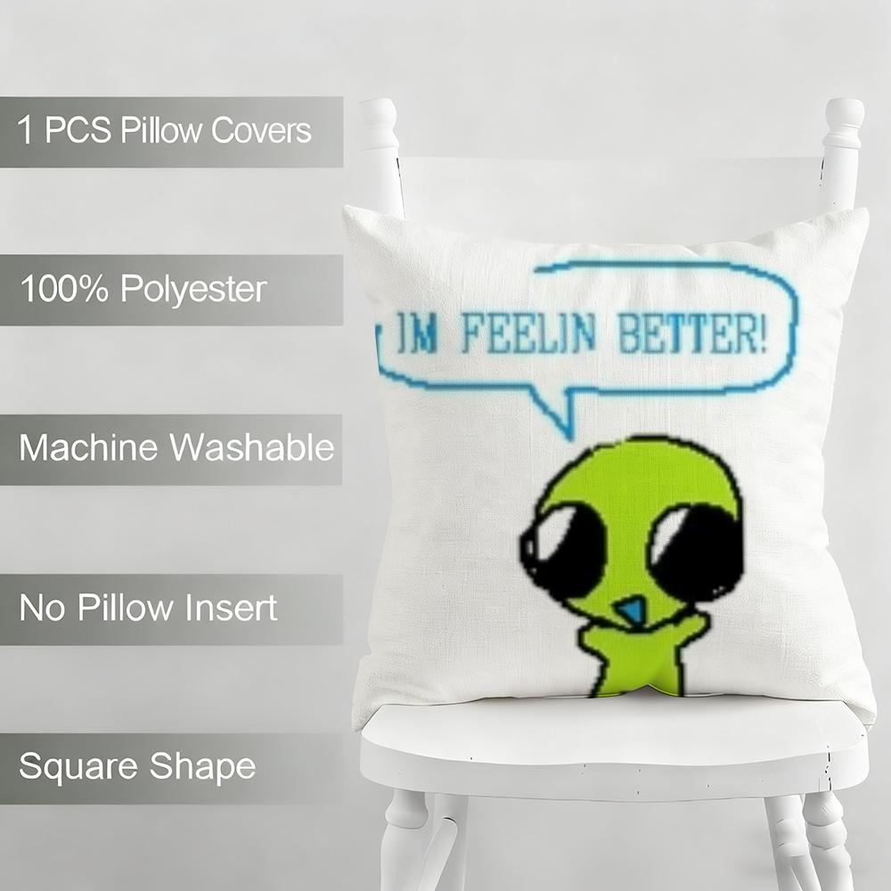 Little aliens flug Cushion Cover Household Decoration Linen Sofa Cushion Cover: Skin-Friendly & Breathable with Invisible Zipper