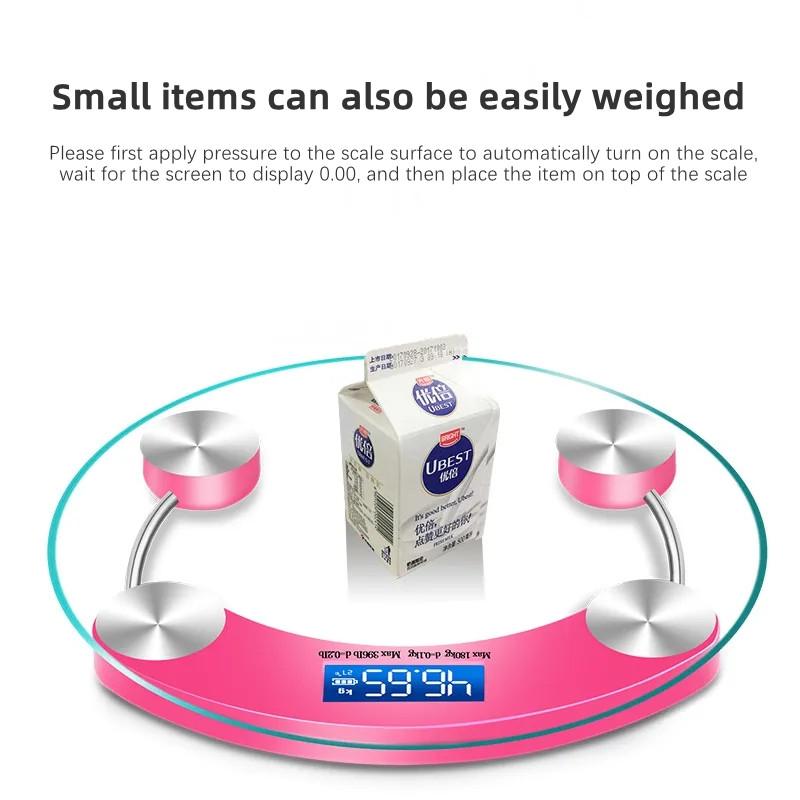 Прозрачные круглые весы, цифровые весы, электронные весы, умные ЖК-весы для ванной комнаты, напольные весы Balança 180 кг, напольные весы