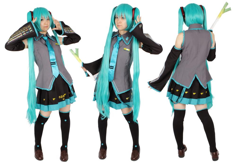 WELLERS Hatsune Miku Cosplay Costume Set with Green Size M Onion, Men's,