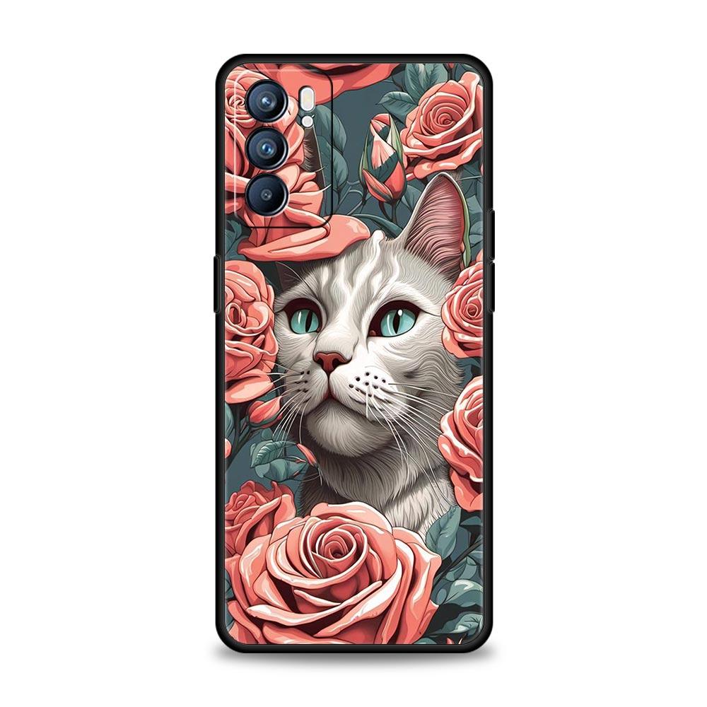 Милый Чехол для Телефона с Кошкой-Детективом Для Oppo Reno8 Reno7 Reno6 Pro A54 5G Find X6 X5 A53 A52 A9 A15 A95 A17 A16 A76 A74 A57 A31 Обложка