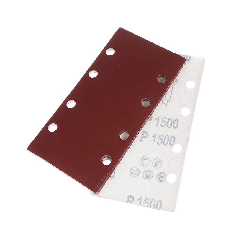 10 шт. Прямоугольные премиальные флокированные листы наждачной бумаги с 8 отверстиями, самоклеящиеся 185X93 мм - Ассорти абразивности для пневматических шлифовальных машин