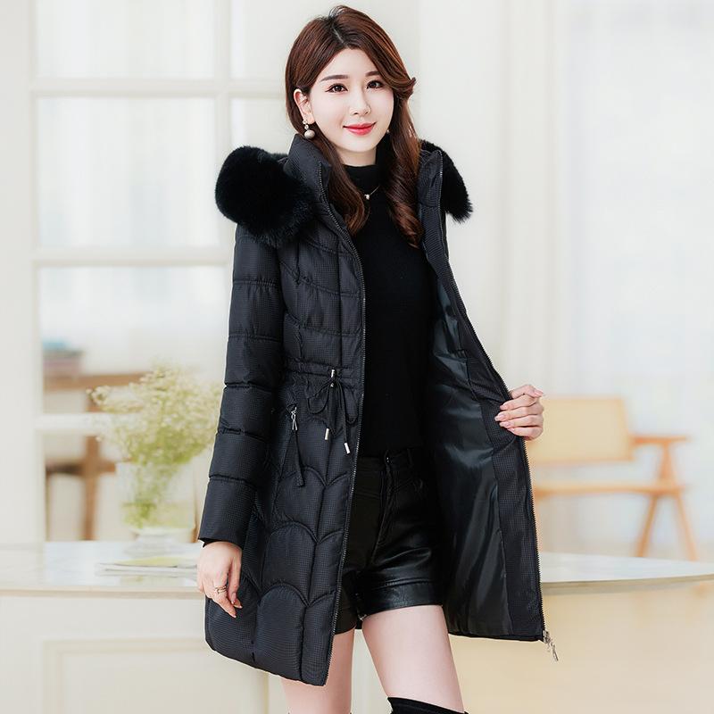 Women Lace Up Hooded Parkas Women Fur Cotton Autumn Winter Thick Maxi Quilted Coats Pockets Jackets Warm Outwear