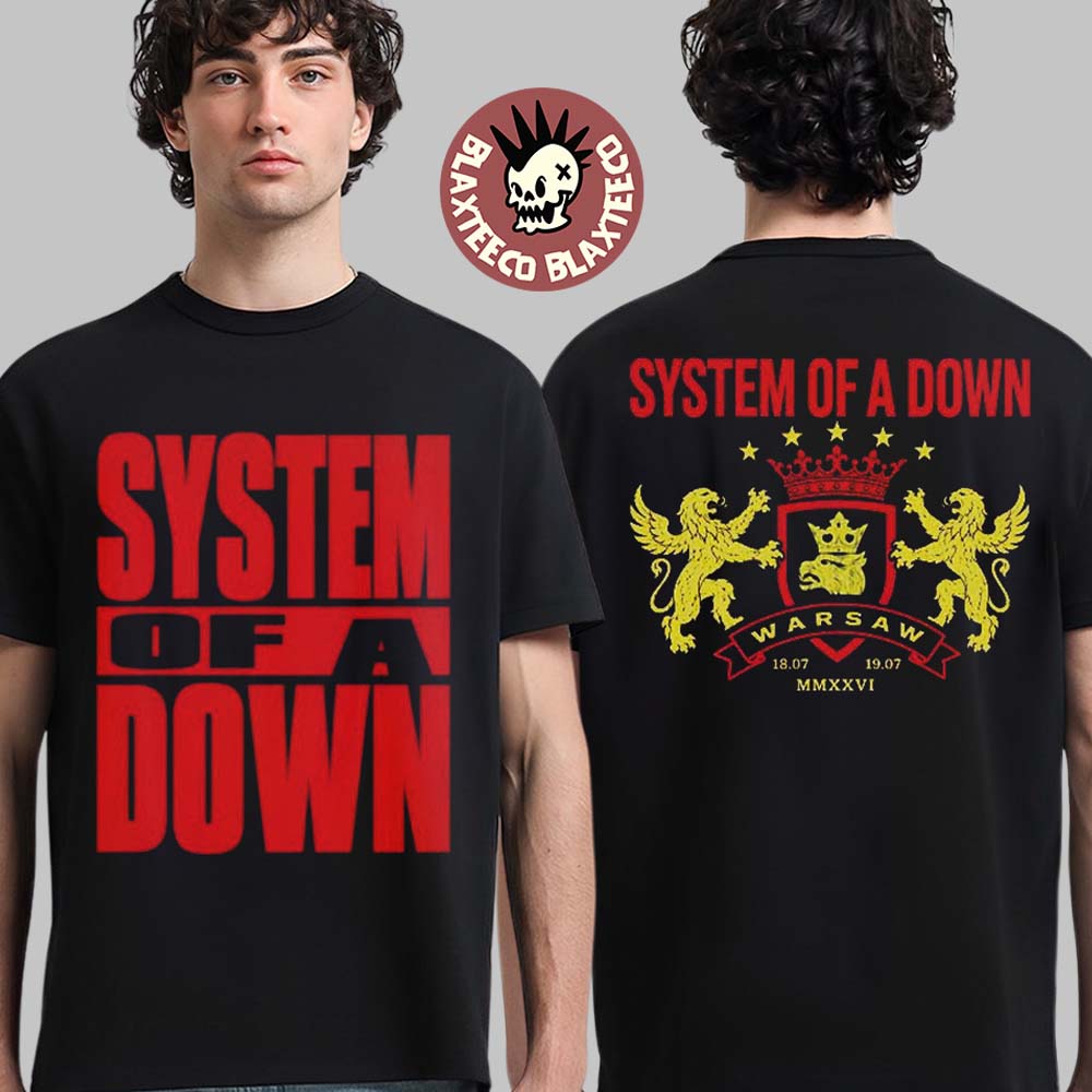 System Of A Down SOAD Warsaw Poland 2026 Exclusive Tee At PGE Narodowy On 18 And 19 July 2026 Two Sided T-Shirt