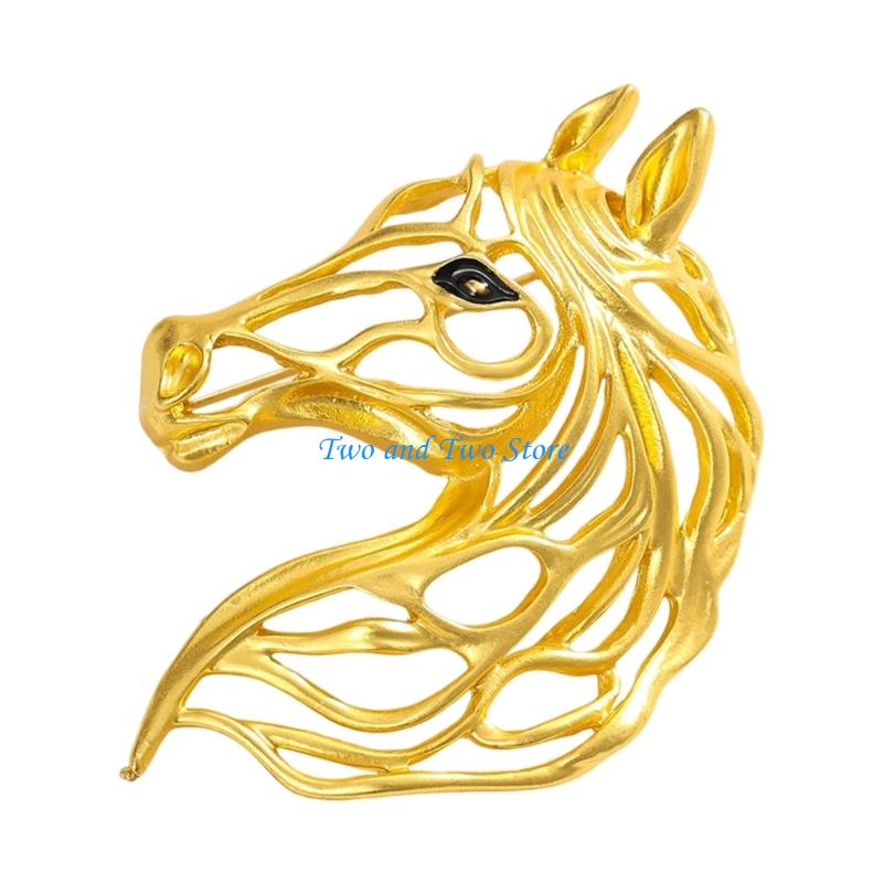 HX6F Modernist Horse Brooch Alloy Badge Pin Fashion Suit Coat Accessory Jewellery for Formal Casual Wear