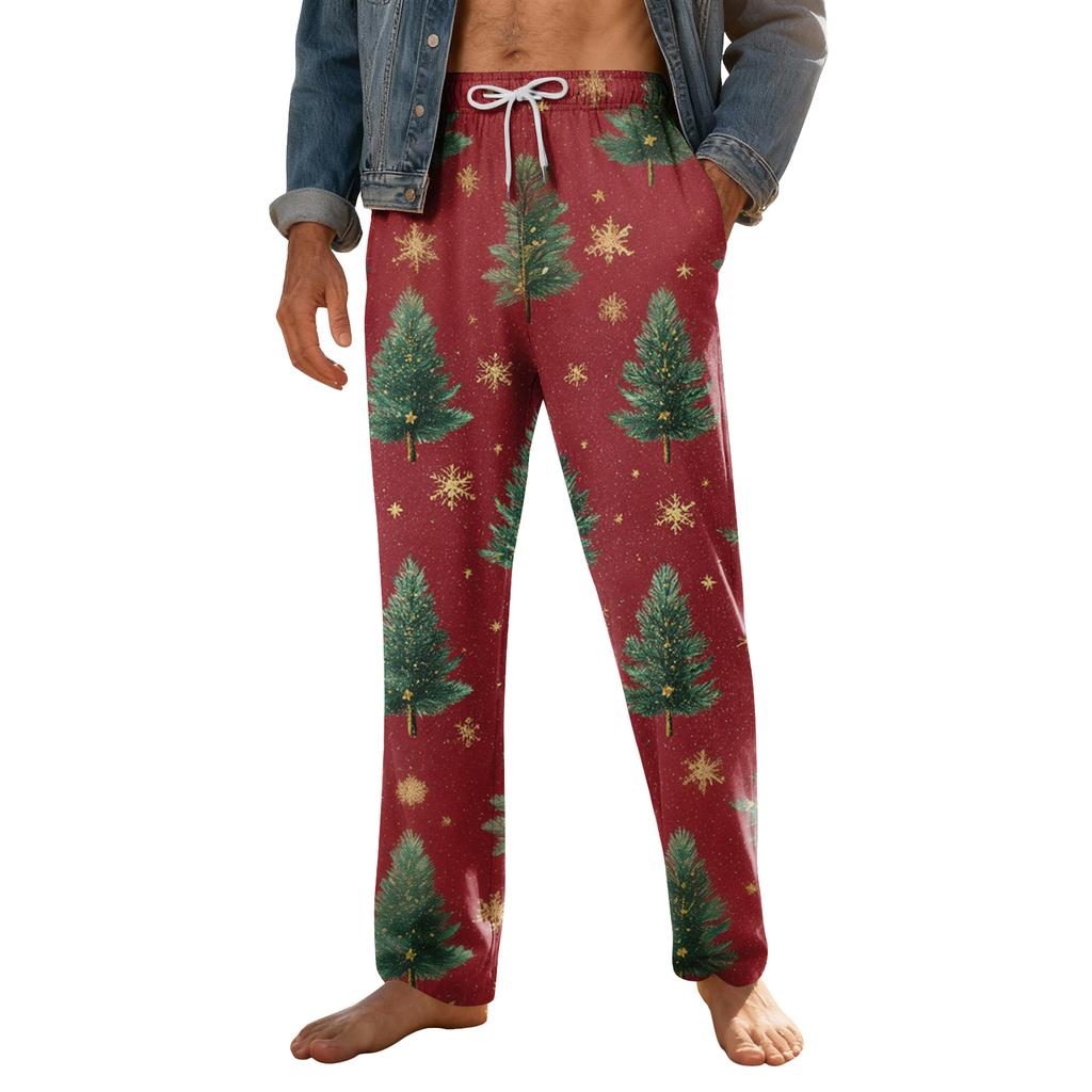 Мужские домашние мягкие пижамные штаны со шнурком и карманами, повседневные спортивные штаны