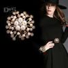 Women Brooch Snowflake Shape Rhinestone Faux Pearl Decor Anti-slip Wear-resistant Suit Coat Collar Hat Scarf Decoration Clothes Pin Prom Party