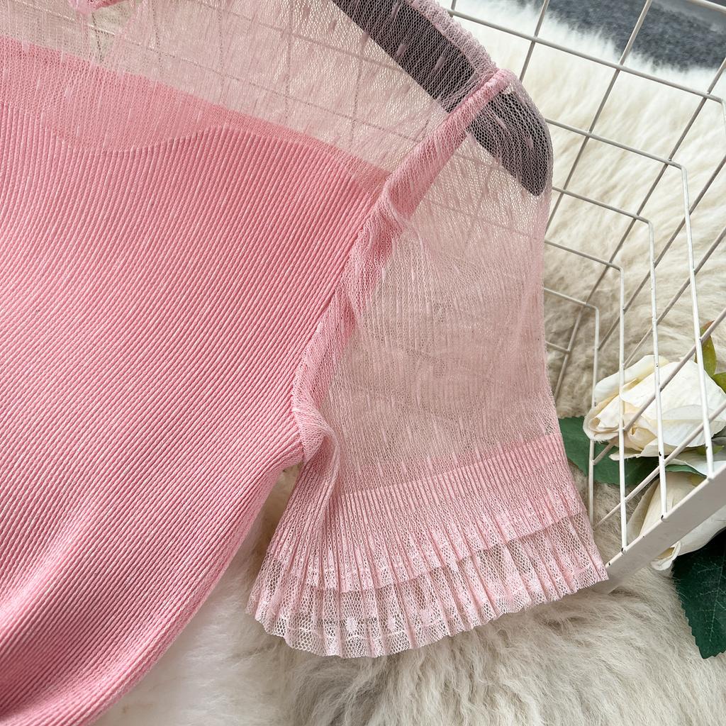 Nomikuma French Women Sweet Mesh Cake Dress Tie Up Waist Slimming Mid Length Elegant Long Cake Dresses 2024 Summer New Vestidos