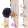 Fluffy Ice Cream Pompom Ball Charm Key Ring Holder Keychain Car Bag Pendant